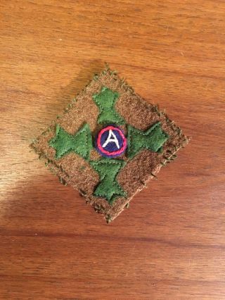 Wwi Us Army 4th " Ivy " Division,  Third Army Patch Wool