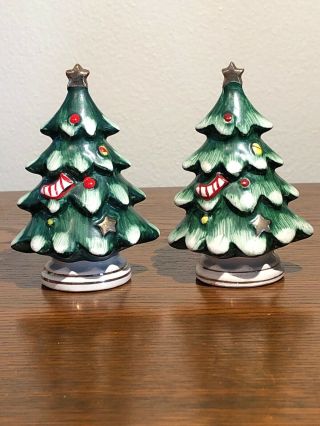 Vintage Lefton Japan Christmas Tree Salt And Pepper Shakers