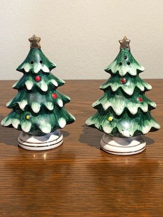 Vintage Lefton Japan Christmas Tree Salt And Pepper Shakers 2