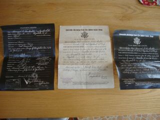 Antique Ww I U.  S.  Army Enlistment & Discharge Papers 1917 1919 Van Sickle Estate