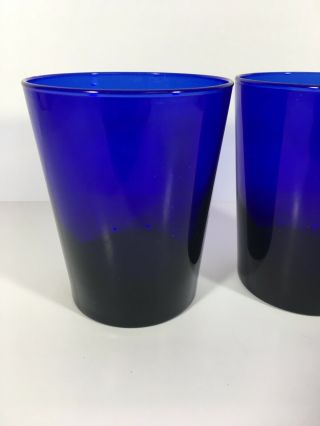 Set Of 2 Vintage Libbey Metropolitan Cobalt Blue Low Ball Cocktail Water Glasses 2
