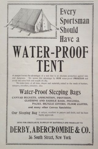1897 Ad (1800 - 42) Derby,  Abercrombie & Co.  Ny.  Water - Proof Tents