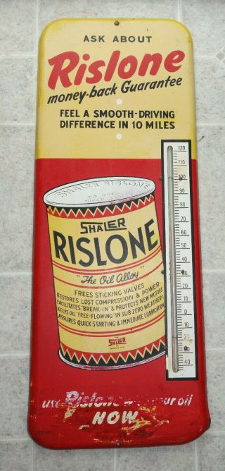 Large Vintage Rislone Motor Oil Gas Station 25 " Metal Thermometer Sign