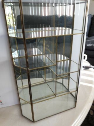 Vintage Glass And Brass Curio Cabinet 17 "