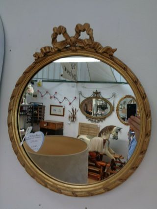 Antique French Round Gilt Mirror
