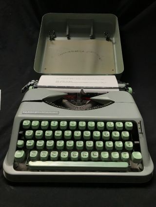 Vintage Hermes Rocket Seafoam Green Portable Typewriter Case Swiss Made Antique