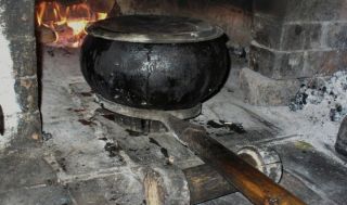 Antique Primitive Kitchen Russian Forged Cast Iron Tool,  Aluminium Big Pot 2.  5l