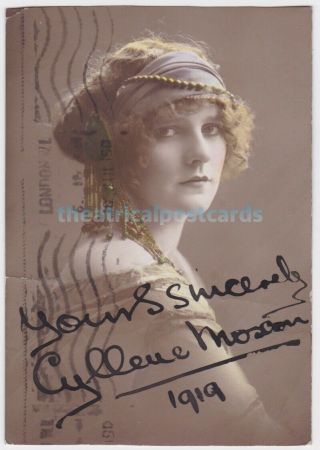 Stage Actress And Singer Cyllene Moxon.  Signed Postcard Dated 1919