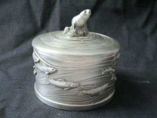 Native Sea Life Seals And Fish Pewter Trinket Box By Boma Of Canada