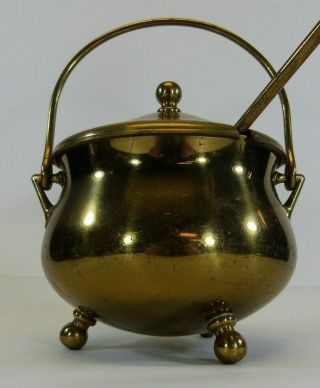 Vintage Brass Fireplace Tool Smudge Pot Fire Starter Cauldron Pumice Stone Wand