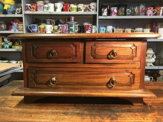 Brt Antique Vintage Desk/table Top Small Wooden Chest Of Drawers 40cmx20cmx21cm
