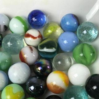 Estate Find Group of 50 Vintage Antique Glass Clay Collectible Marbles 25 2