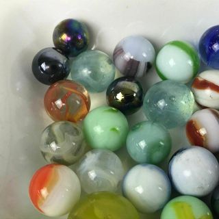 Estate Find Group of 50 Vintage Antique Glass Clay Collectible Marbles 25 3