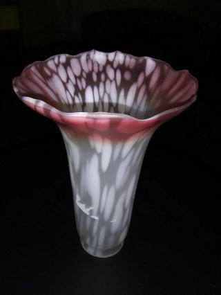 Tiffany Style Art Glass Lamp Shade Frosted Pink Tulip Lily Globe