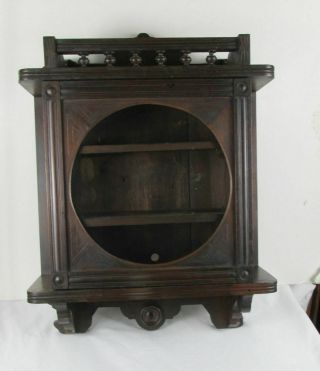 Victorian Style Carved Walnut Small Curio Cabinet Display Shelf Round Door
