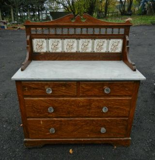 LATE VICTORIAN MARBLE TOP WASHSTAND - 2