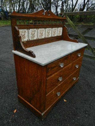 LATE VICTORIAN MARBLE TOP WASHSTAND - 3