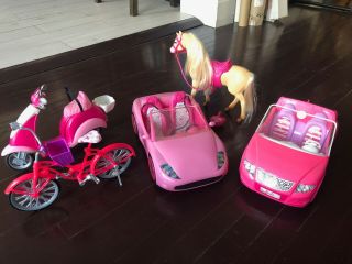 Barbie Vehicles - Convertible Cars,  Scooter Moped,  Bicycle And Horse