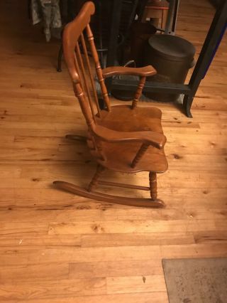 hard rock maple childs large rocking chair.  vintage. 3