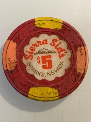 Sierra Sids $5 Casino Chip Sparks Nevada 3.  99
