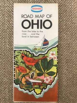 Vintage 1970’s Sohio Road Map Of Ohio Extremely Cool And Rare Version
