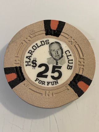 Harolds Club $25 Casino Chip Reno Nevada 3.  99