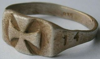 German Ww1 Ring Iron Cross Sterling Silver 835 Wwi 1914 Germany Jewelry 3g Size9