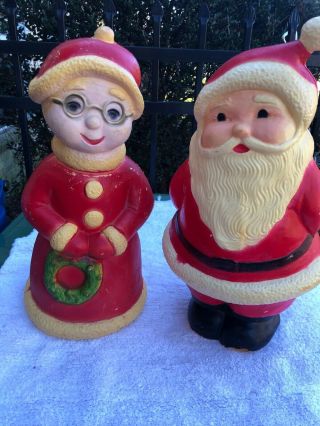 Vtg Blow Mold Santa And Mrs Claus Union Products 15” Usa