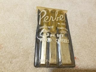 Vintage 3 Piece Perber Tempered Steel Wood Chisel Set