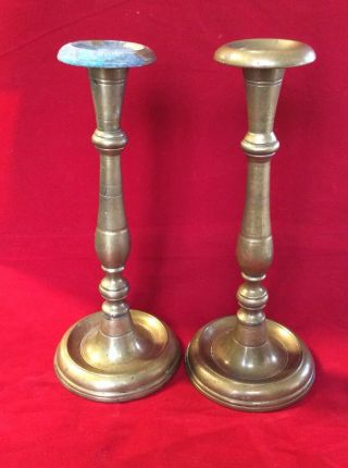 Antique Brass Candle Holders Candlesticks 10.  25” Tall