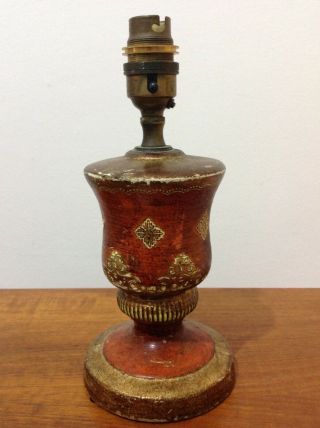 Vintage Mid Century Italian Florentine Red And Gold Plaster Table Lamp