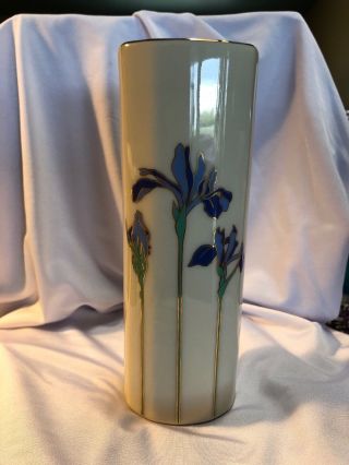 Vintage Otagiri Japan Vase Iris Rhapsody Gold Trim