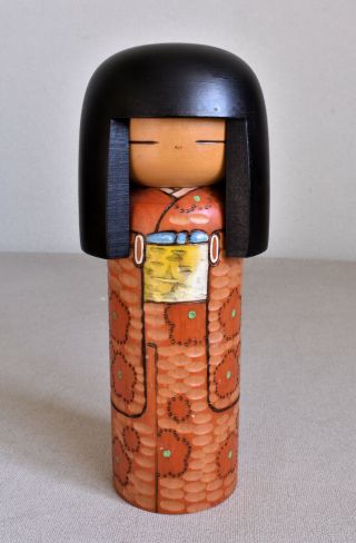 22cm (8.  7 ") Japanese Sosaku Kokeshi Doll : Signed Ri