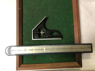 Machinist Tool Lathe Mill Brown & Sharpe Combination Ruler & Square Gage Level