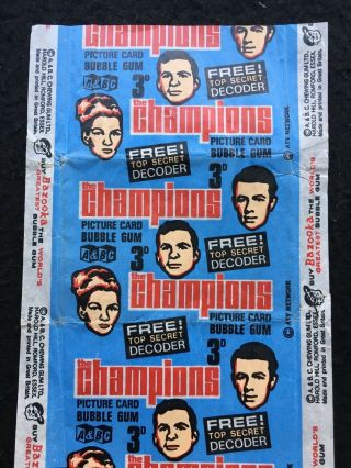 A&bc The Champions 3d Bubble Gum Card Wax Wrapper Flawed Complete Great Colours