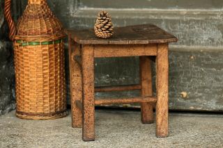 Vintage Farmhouse Wooden Step Stool Rustic Four - Legged Stool Kitchen Furniture 2