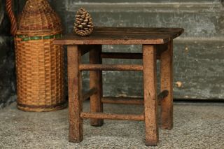 Vintage Farmhouse Wooden Step Stool Rustic Four - Legged Stool Kitchen Furniture 3
