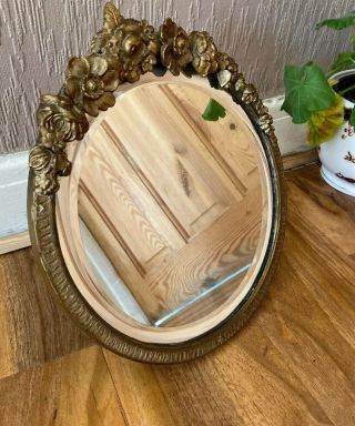 Vintage Retro Barbola Dressing Table Gold Gilt Round Mirror Easel Stand