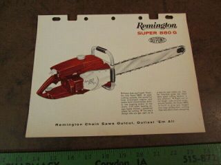 Vintage Remington Chainsaw Paper Print Ad 880 G Specs Sign Display Dupont