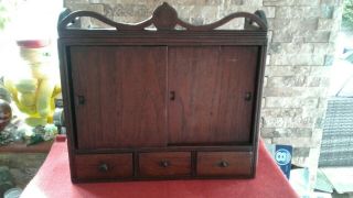 Antique Wooden Wall Cabinet Vgc