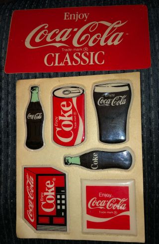 Vintage Coca Cola Coke Puffy Stickers Bottle Can Machine 80s Collectable