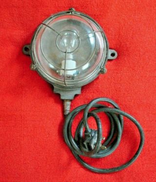 Vintage French Industrial Bulk - Head Lamp - Cast Iron Casing