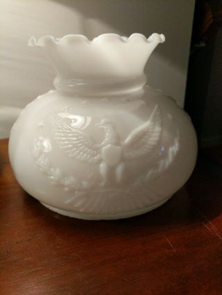 Vintage White Milk Glass Oil Lamp Shade For 7 " Fitter