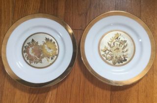 2 Vintage Chokin Sunflower Plates 6 1/4” Signed By Artist Different Designs