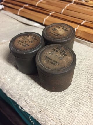 Ww2 Us Signal Corps - Official Film Strip Tins - Group Of 3