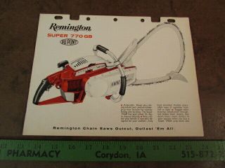 Vintage Remington Chainsaw Paper Print Ad 770 Gb Specs Sign Display Dupont