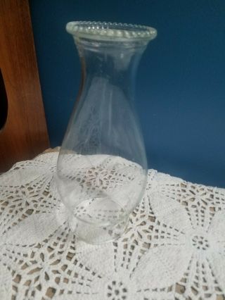 Vintage Beaded Glass Oil Hurricane Lamp Chimney Globe Shade W/ Decorative Slashe
