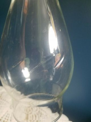 VINTAGE BEADED GLASS OIL HURRICANE LAMP CHIMNEY GLOBE SHADE w/ Decorative slashe 2