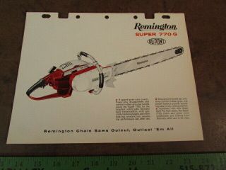 Vintage Remington Chainsaw Paper Print Ad 770 G Specs Sign Display Dupont