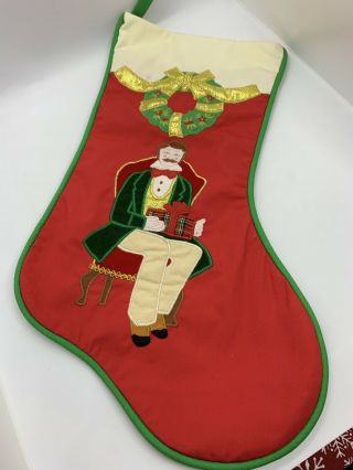 Vintage House Of Hatten Applique Christmas Stocking Victorian Man With Present